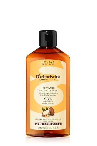 L'Erboristica Athena's – Lozione Tonica Viso - Rivitalizzante e Idratante Viso - Lozione Delicata con Olio di Argan Biologico e Acido Ialuronico - 200ml