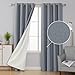 Price comparison product image Deconovo Full Blackout Curtains Eyelet Thermal Insulated Faux Linen Curtains Energy Saving for Bedroom 52x84 Inch Grey 2 Panels