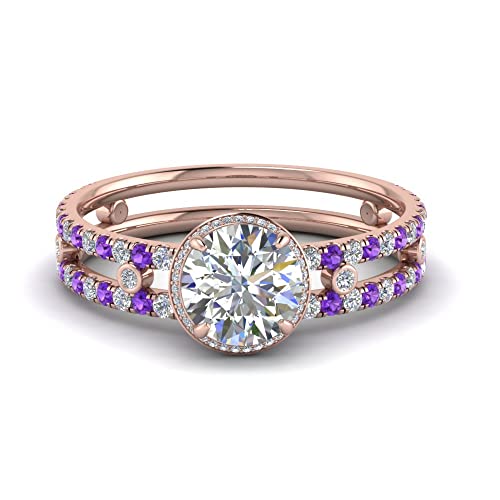 Bague de fiançailles or rose pour le quotidien | Anneau halo caché élégant