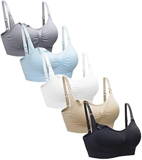 Suekaphin 5PACK Nursing Bra Wireless bra Women s Sleeping Maternity Bra Breastfeeding Bra 5pcs Pack Xlarge Black Nude Gray White Lightblue