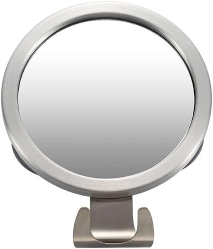 Anti-Fog and Easy Mirror Shower Installation with Bathroom Silver Aluminum Stainless Steel Round Vanity Mirror with Hook Use Shaving