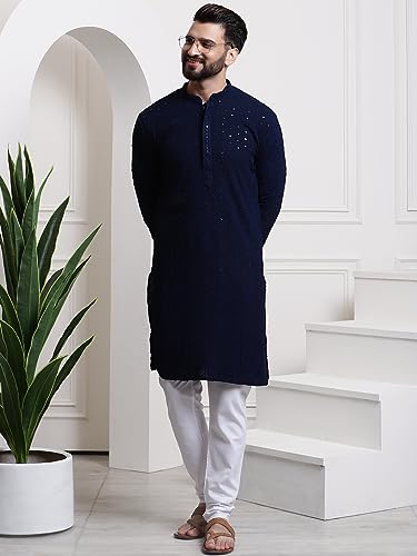 Image of SOJANYA Timeless Traditions (Since 1958) Men's Pure Cotton Sequin Embroidered Kurta Pyjama Set