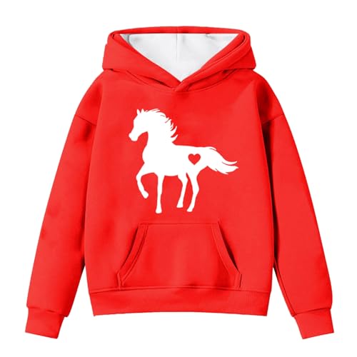 Sweat à capuche fille motif cheval idéal pour les sorties d'hiver en famille