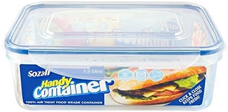 Innova® Air tight Food 1.5L Clip & Lock Airtight Food Container Storage Box Freeze