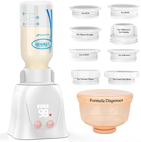 Portable Bottle Heater Double Leak-Proof with 8 Adapters, Quick Heating Travel Bottle Heater, 5 Temperature Settings Babys Brew Portable Warmer for Breast Milk, Formula, Water