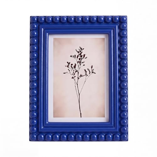 Chitidr 5 x 7 Picture Frame, Wood Beaded Photo Frame, Dark Blue, 1 Pack