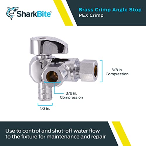 SharkBite 1/2 x 3/8 x 3/8 Inch OD Compression Angle Stop Valve, Dual Outlet, Quarter Turn, PEX Pipe, PE-RT, 23066LF by SharkBite - Image 2