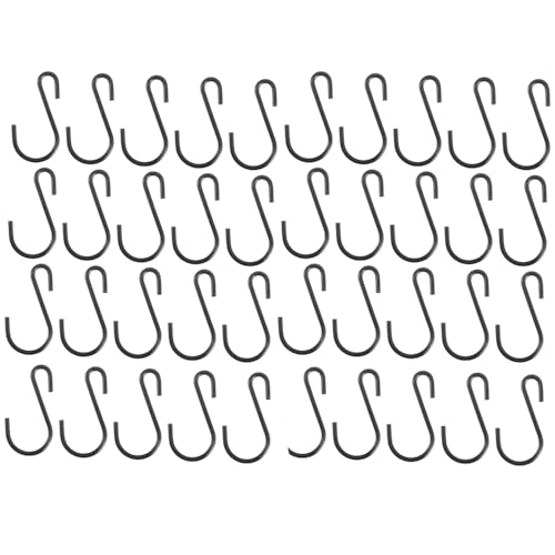 40 Pcs S Hooks,Metal Black S Hooks for Hanging,Mini Stainless Steel S-Shaped Hook Small Portable Heavy Duty Tool for Hanging Outdoors,Kitchen,Utensil,Butchers,Camp,Office,Bathroom,Garden,Curtain,Fence