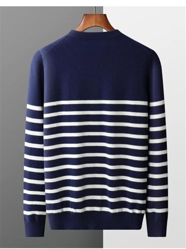 Men's Pullover Sweater Long Sleeve O-Neck Striped Loose Business Casual Knit Sweaters2