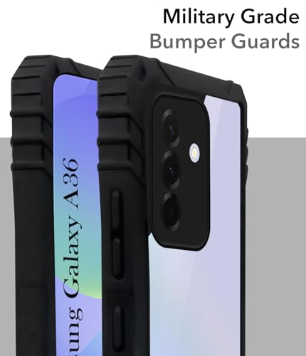 Image of Jkobi Back Cover Case for Samsung Galaxy A36 5G (Ultimate Shockproof Bumpers | Anti Yellow | Rugged Armor | Hybrid PC | Black)