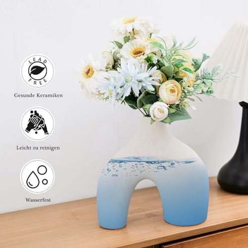 CEMABT Beige Keramikvase 2er-Set Doppelberg vasen für Moderne Boho Nordic Minimalismus-Stil Dekoration -vasen für Wohnzimmer, Hochzeit, Abendessen Tisch, Party, Büro und Schlafzimmer