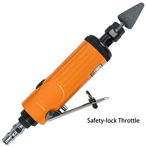 Sutekus 1/4" Air Die Grinder Kit Rotary Air Compressor Tool Set Pneumatic Sander Compact Air Throttle With 1/4 And 1/8 Inch Collets (Orange) #TOP4