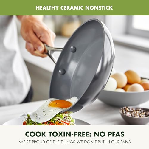 Image of GreenPan Valencia Pro 9 Piece Ceramic Nonstick Cookware Set, PFAS-Free, Induction Ready, Hard Anodized Pots & Pans with Lids, Compatible on All Cooktops, Dishwasher & Oven Safe, Gray