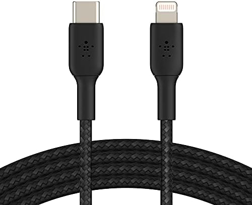 Belkin Apple Certified Braided Lightning to USB-C Charge and Sync Cable, USB Cable, 6.6 Feet / 2M, Black