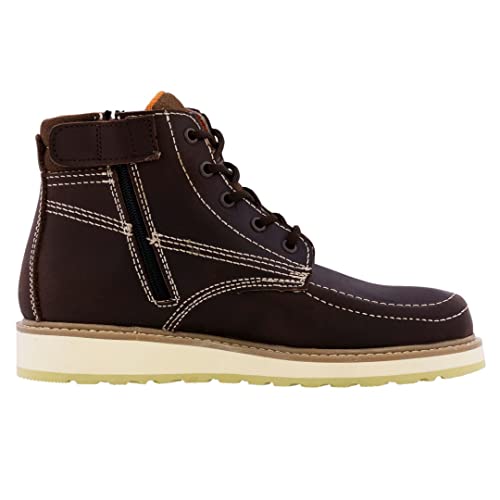 El Presidente Mens T30W2 Brown Work Boots Leather Laces Zip Up Soft Toe 9.5 #TOP1