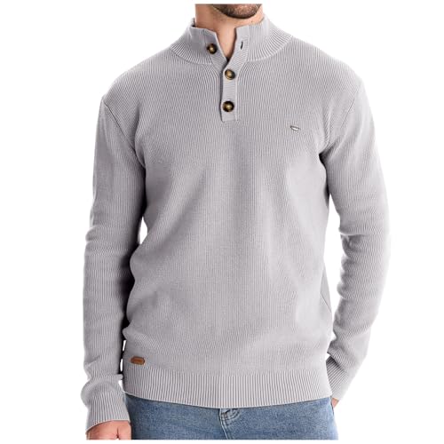 Muscularfit Button Up Sweater Polo Men Loose Fit Long Sleeve Solid Cotton Knitted Sweaters Slim Fit Lightweight Pullover Top