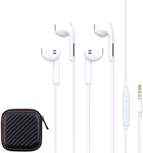 Ofuca 2PACK Premium Earphones/Earbuds/Headphones with Stereo Mic&Remote Control for iPhone iPad iPod Samsung Galaxy and More Android Smartphones (2Pack White)