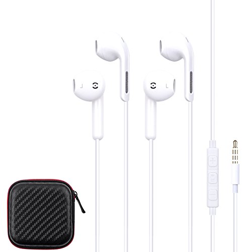Ofuca 2PACK Premium Earphones/Earbuds/Headphones with Stereo Mic&Remote Control for iPhone iPad iPod Samsung Galaxy and More Android Smartphones (2Pack White)