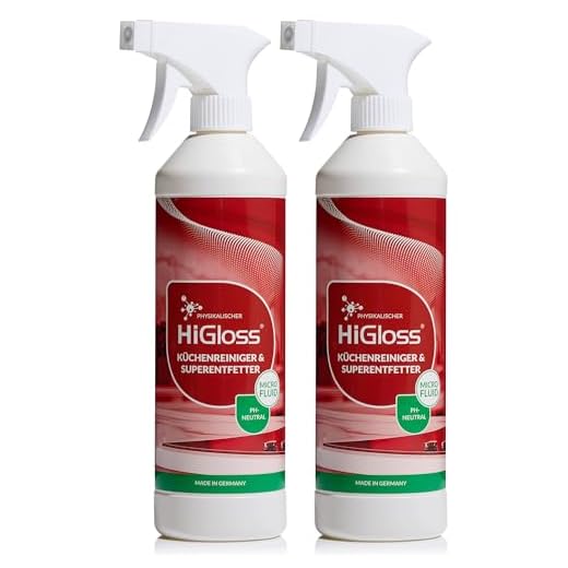 HiGloss Physikalischer Küchenreiniger 2er-Set 1l – Umweltfreundlicher Fett- und Schmutzlöser ohne Chemie, mit Clean2Go-Technologie, rückstandsfrei und wasserbasiert