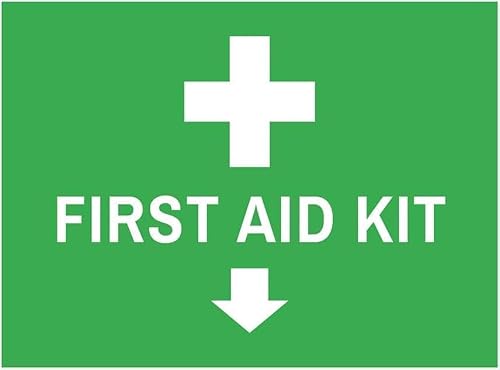 8X12 Inch First Aid Kit Below Metal Tin Sign, Vintage Wall Decor