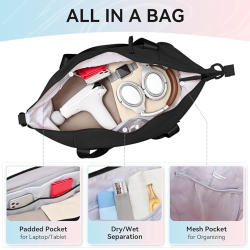 MAXTOP Women's Gym Yoga Duffle Bag with 2 Bonus Shoe Pouches, Multi-Purpose Overnight Travel Bag for Gym Work Dance Sports4