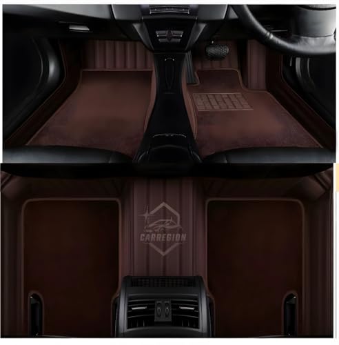 Image of 9D Premium Leatherette Car Foot Mat for Tata Tiago | Imparts Luxurious & Elegant Look | 100% Waterproof and Dust Proof | Custom Fitted Car Floor Tray Mat (Coffee)