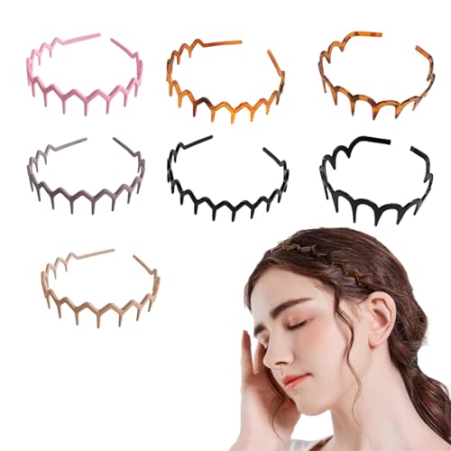 Diyxisk Zickzack Haarreif 7 Stücke Bußgeld Haarreifen 12,5 cm Damen Rutschfest Zigzag Headband Unisex Zig Zag Headband Wird für Make-Up Gesichtsmaske Yoga und Gesichtsreinigung Verwendet
