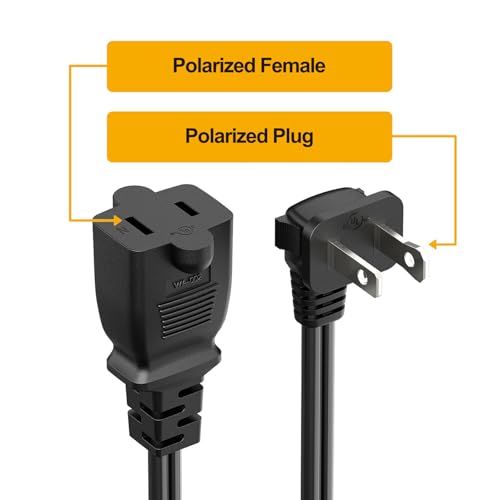 [6-Feet] On Off Switch Extension Cord, Right Angle 2-Prong Polarized Extension Cord with On-Off Inline Switch 12A 125V for Your Chargers/Lamp/Power Adapters etc, 16AWG Cord by Plugrand - Image 5