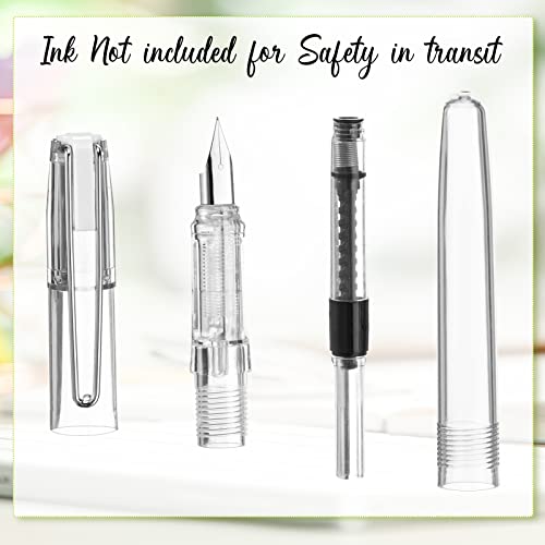 16 Pieces Fountain Pen Refillable Disposable Fountain Pens For Writing Fine Nib Signature Ink Pen Piston Filling Pen For Calligraphy Painting, Drawing, School, Scrapbook And Sketch(Clear Color) #TOP3