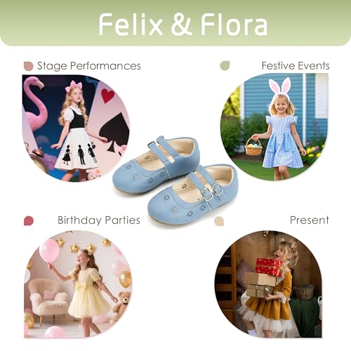 Image of Felix & Flora Toddler Flower Girl Dress Shoes - Baby Girl Ballet Mary Jane Flats for Party School Wedding