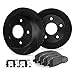 Dynamic Friction Company Rear Brake Rotors Slotted Black with Ultimate Duty Performance Brake Pads includes Hardware - 3412-48039