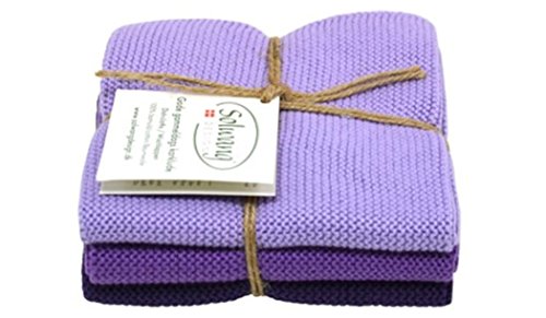 Solwang Putzlappen Dunkel Lila Kombi gestrickt Wischlappen Baumwolle Wischtücher Edelstahl