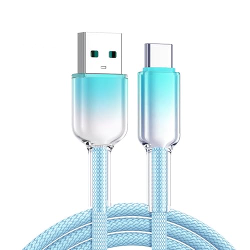 OddMart 2M 120W USB C Turbo Charging Cable for Xiaomi Redmi Note 14 13 Pro+ Mi 15 Ultra POCO X7 M6, Crystal Blue 6.6FT Type-C Fast Charger Cord USB A to C Data Lead for HyperCharge 100W 88W 66W 33W