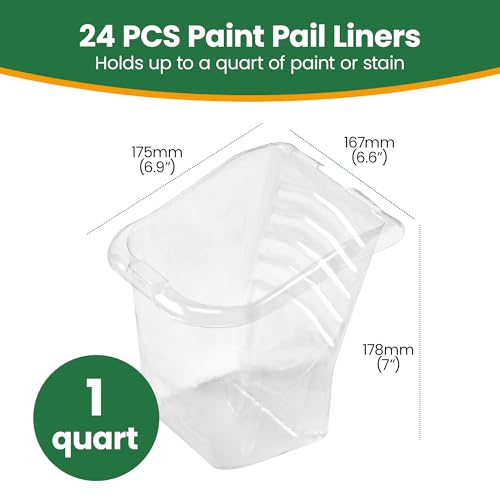 Image of VOOMEY 24PCS Paint Pail Liners, Plastic Disposable Bucket Liner Set for Paint Cups,Holds Up to A Quart of Paint or Stain(Only Applicable to VOOMEY 4 inch Handheld Paint Cup)