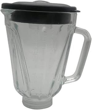 5 Cup 40 OZ Round Glass Blender Pitcher&Container or Replaces Glass jar 3310-656 with Lid, Compatible with Hamilton Beach Blender Model 54200 50243 52204 52252 50152 58200 54200 54205 5cup with Lid