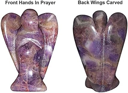 Amethyst Guardian Angel Including *Extra* Chakra Crystal. 1½ Inch Angel with Gift Box & Tigers Eye, Turquoise, Amethyst, Lapis Lazuil, Clear Quartz or Other Crystal. Angel Statue Ornament & Figurine.