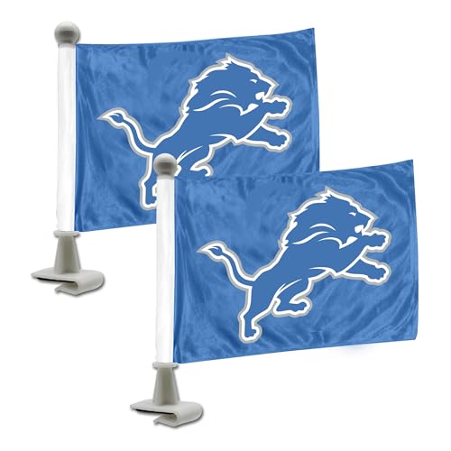 FANMATS 61866 Detroit Lions Ambassador Car Flags - 2 Pack Mini Auto Flags, 4in X 6in, Perfect for Hood or Trunk