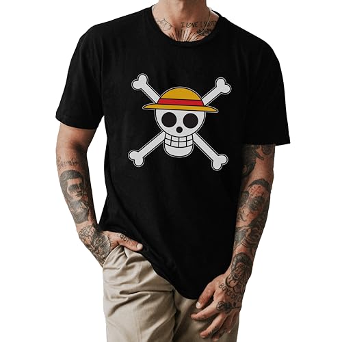 Comic Studio One Piece Camiseta | Artículo Licenciado Oficial | Luffy Skull | Negro | S T-Shirt, Unisex