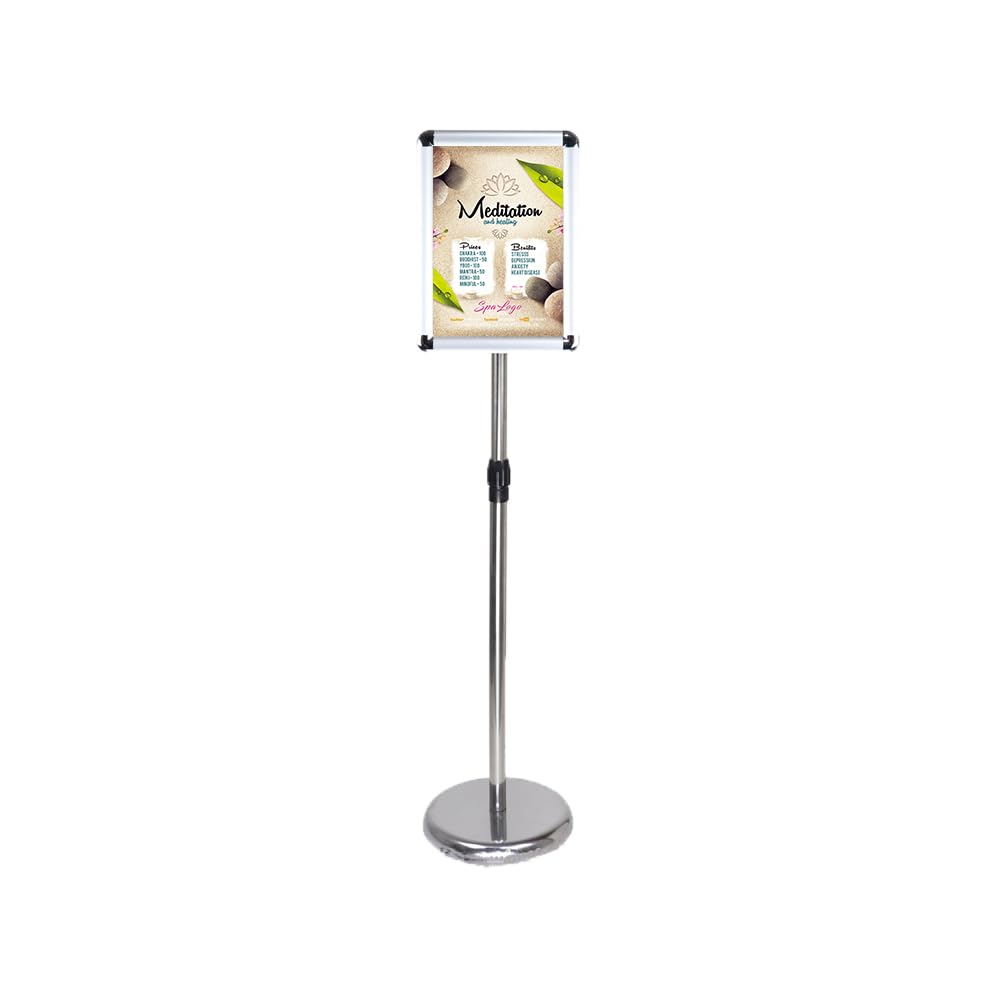Regulowany stojak na plakaty z solidną podstawą do pionowego i poziomego widoku, uchwyt znaki, 9,45 * 12,87 cala, biały(Golden,9.45 * 12.87inch)