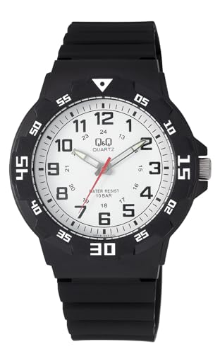 Image of Q&Q Men's Fibre Strap Analog Watch (Black Dial) - 100M Water Resistant, Lightweight Sports Casual Quartz Wristwatch - VR18J003Y