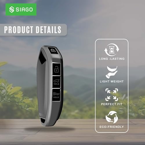 Image of SIAGO TPU Key Cover and Round Key Chain Compatible with Kia Carnival 7 Button Flip Key (Grey)