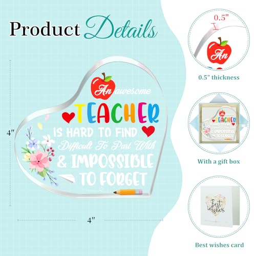 PETCEE Teacher Appreciation Gifts - Thank You Teacher Christmas Gifts Paperweight for Teachers End of Year Teacher Gifts for Women Graduation Retirement Teachers Christmas Party Supplies Decorations — view 2