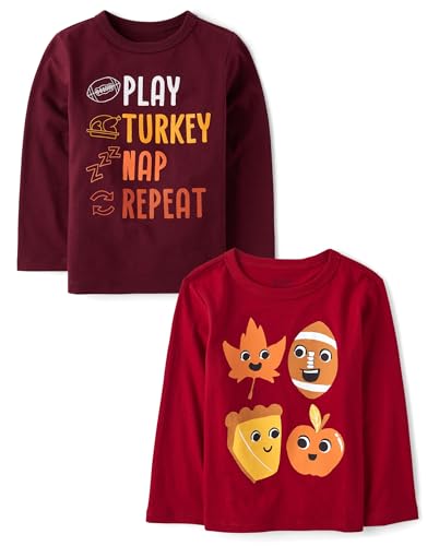 Image of The Children's Place Baby and Toddler All Holidays,Birthdays Long Sleeve Graphic T-Shirts,2 Pack