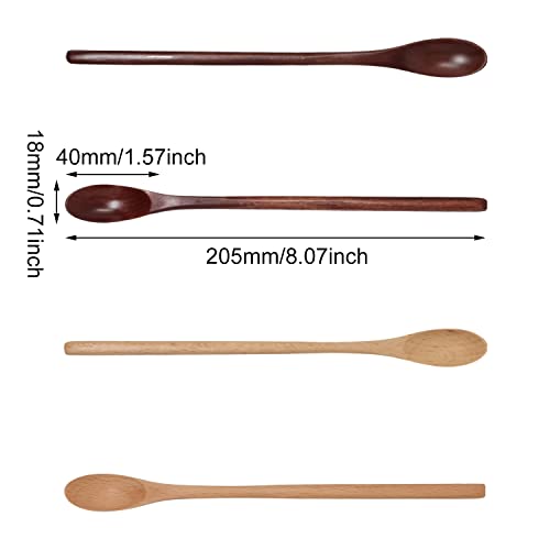 Honbay 4Pcs Long Handle Wooden Coffee Spoons Wood Mixing Teaspoons Iced Tea Spoons For Espresso Milkshake Cold Drink And Spices (2 Color) #TOP1