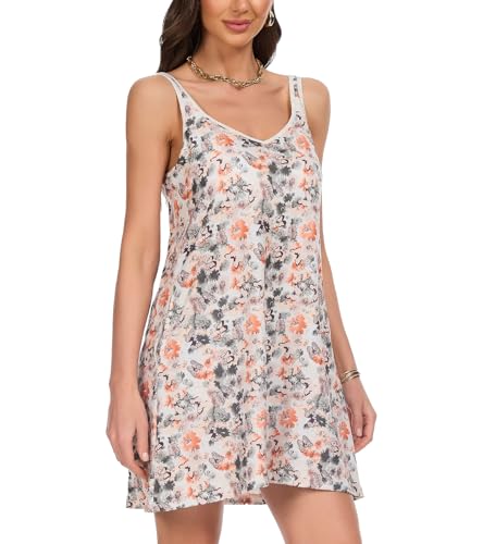 Image of ANYFITTING Built in Bra Summer Dresses for Women 2025 Casual Short Dress with Pockets Mini Floral Sundresses