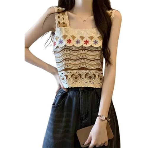 Image of NAIADES Women's Handmade Crochet Crop Top, Sleeveless Top for Women,Comfortable Fit