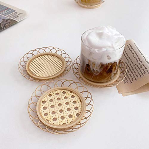 LUOZZY Jogo americano de bolo estilo japonês, porta-copos, tapete de bambu para comida e frutas, 2 p