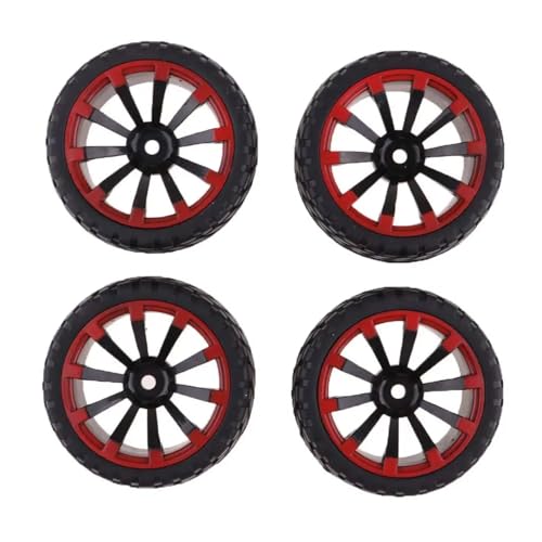 Pneus RC 1/10 caoutchouc jantes 12mm hex noir rouge 65mm