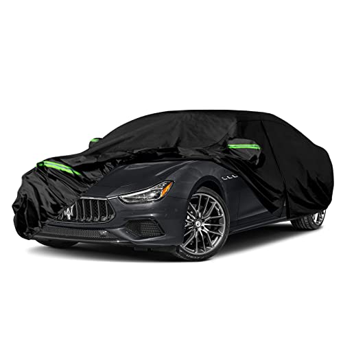 Image of Waterproof Car Covers Replace for 2013-2025 Maserati Ghibli, 6 Layers All Weather Custom-fit Car Cover with Zipper Door & Windproof Bands for Snow Rain Dust Hail Protection (Ghibli)