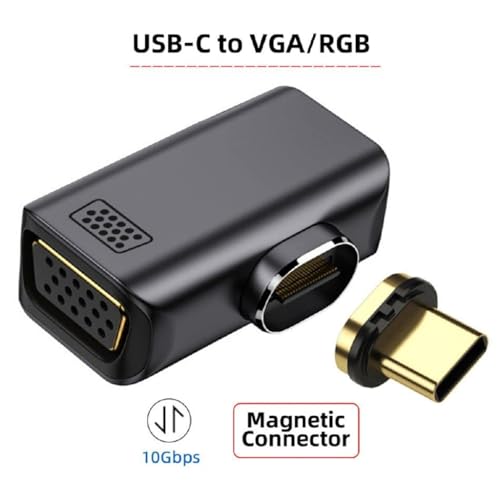 Image of Magnetic Type C to VGA Converter Adapter, L-Shape, 1080P@60HZ FHD Output, Aluminum Alloy Connector for Samsung, Pixel, OnePlus, iPad USB-C, MacBook, Dell, Lenovo, Projector